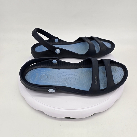 Crocs Shoes Women 9 Cleo II Double Strap Slingback Sandals Navy Blue - Picture 4 of 9
